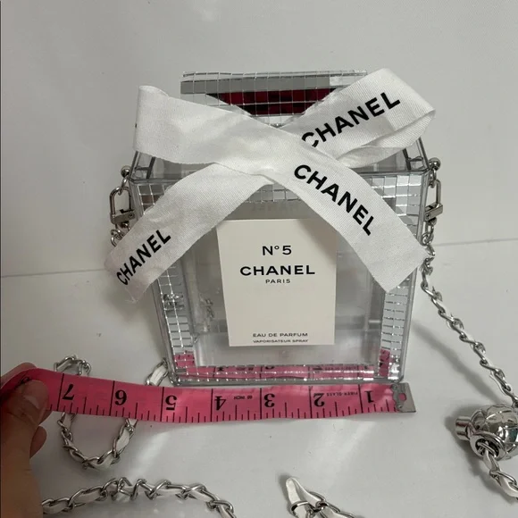 Plastic Clear No 5 Chanel Perfume Bottle Clutch Bag - Picture 5 of 9